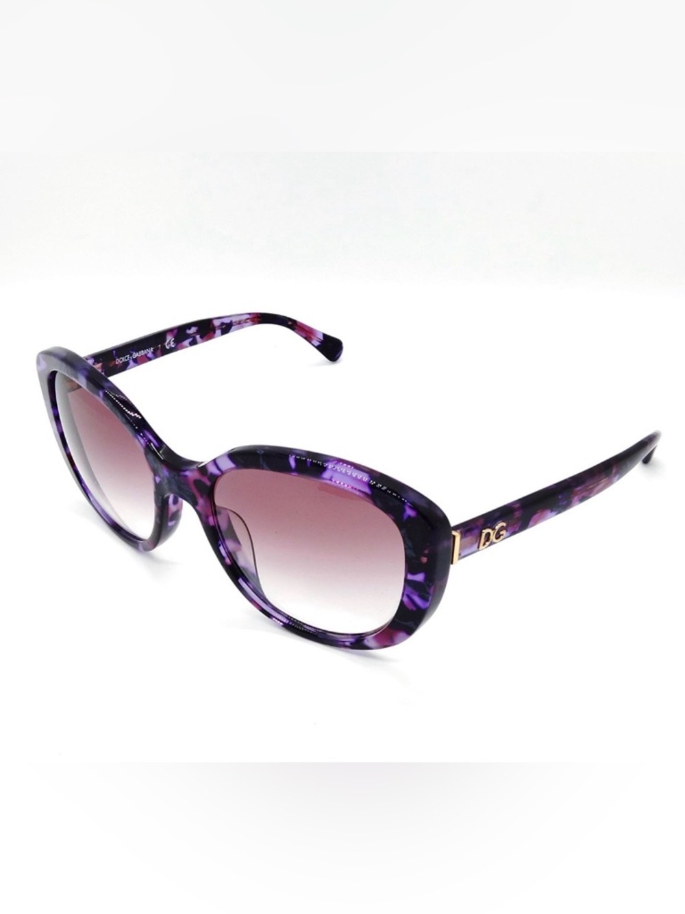 EUC [Dolce & Gabbana] Purple Tortoiseshell Gradient Lens Women's Sunglasses - Picture 3 of 13